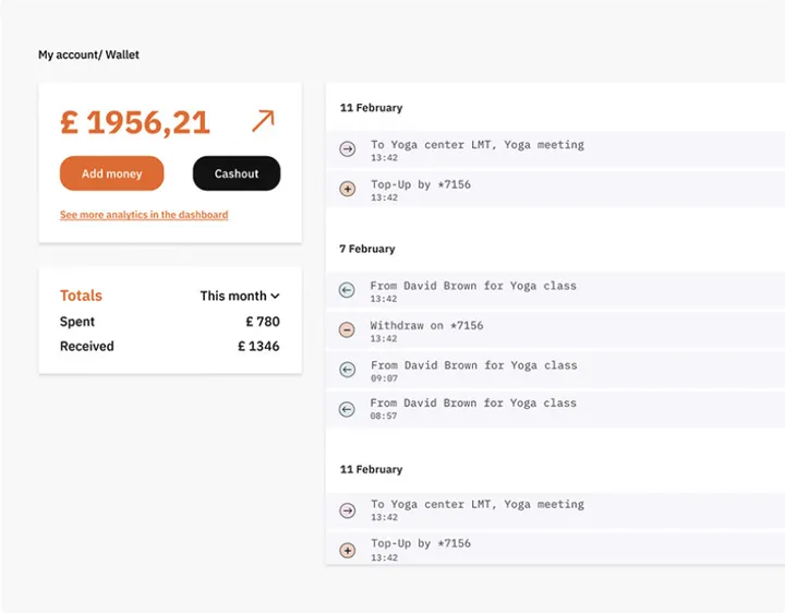 Wallet and transactions dashboard